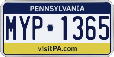 PA license plate MYP1365
