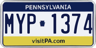 PA license plate MYP1374