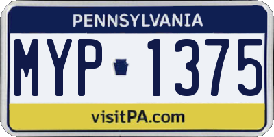 PA license plate MYP1375