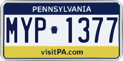PA license plate MYP1377