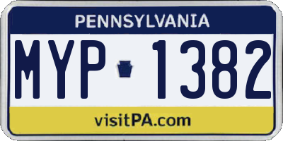 PA license plate MYP1382