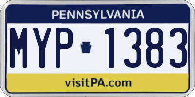PA license plate MYP1383