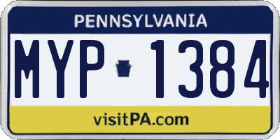 PA license plate MYP1384