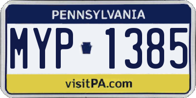 PA license plate MYP1385