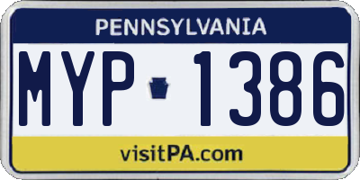PA license plate MYP1386