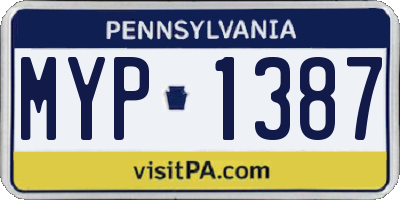 PA license plate MYP1387
