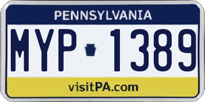 PA license plate MYP1389
