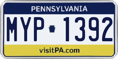 PA license plate MYP1392