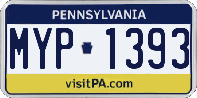 PA license plate MYP1393