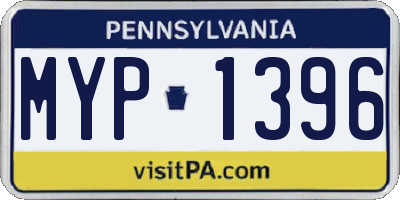 PA license plate MYP1396