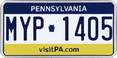 PA license plate MYP1405