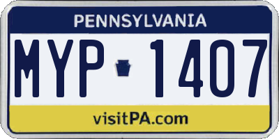 PA license plate MYP1407