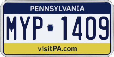 PA license plate MYP1409