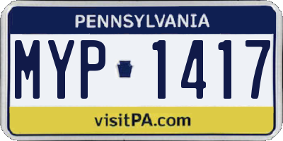 PA license plate MYP1417