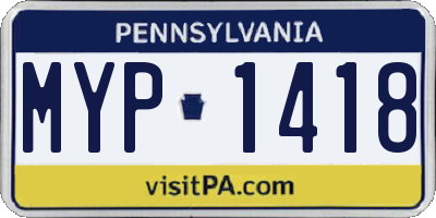 PA license plate MYP1418