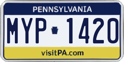 PA license plate MYP1420