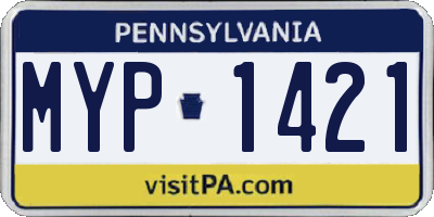 PA license plate MYP1421
