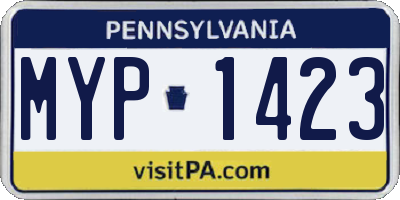 PA license plate MYP1423