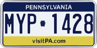 PA license plate MYP1428