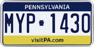 PA license plate MYP1430