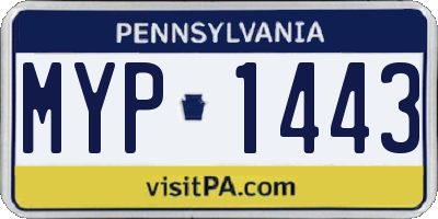 PA license plate MYP1443