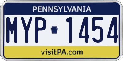 PA license plate MYP1454