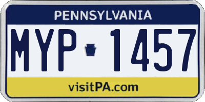 PA license plate MYP1457