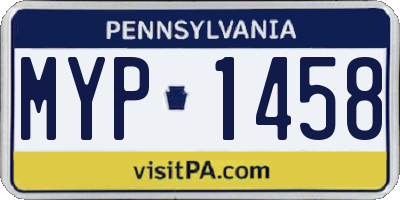 PA license plate MYP1458