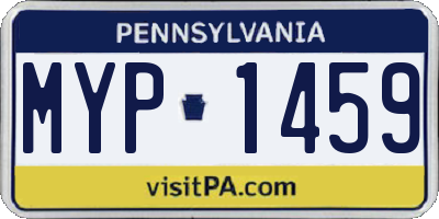 PA license plate MYP1459