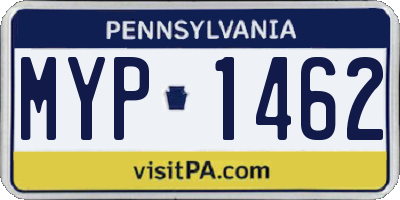PA license plate MYP1462