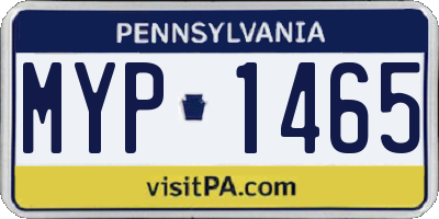 PA license plate MYP1465