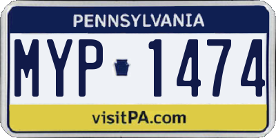 PA license plate MYP1474