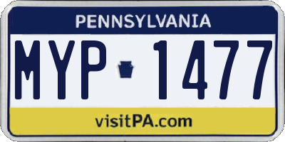 PA license plate MYP1477