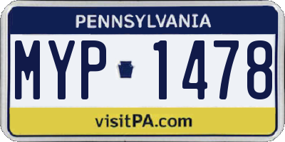 PA license plate MYP1478