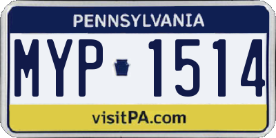 PA license plate MYP1514