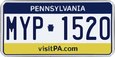 PA license plate MYP1520