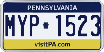 PA license plate MYP1523