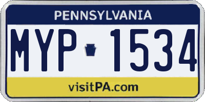 PA license plate MYP1534