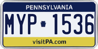 PA license plate MYP1536