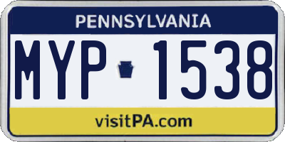 PA license plate MYP1538