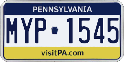 PA license plate MYP1545