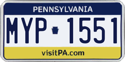 PA license plate MYP1551
