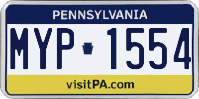 PA license plate MYP1554