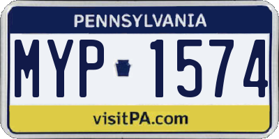 PA license plate MYP1574