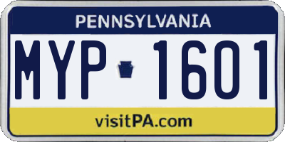 PA license plate MYP1601