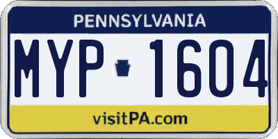 PA license plate MYP1604