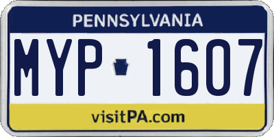 PA license plate MYP1607
