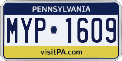PA license plate MYP1609
