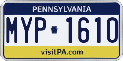 PA license plate MYP1610