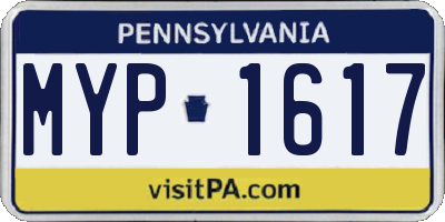 PA license plate MYP1617